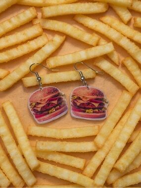 Handmade Cheeseburger Earrings